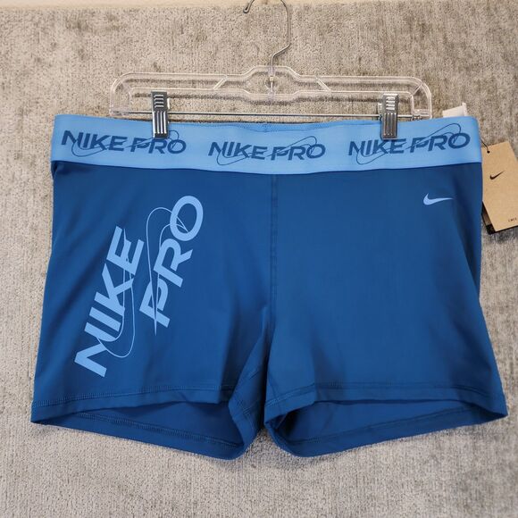 Nike Pants - Nike Pro Women's Training Athletic Shorts Blue Compression Tight Size 2XL NWT